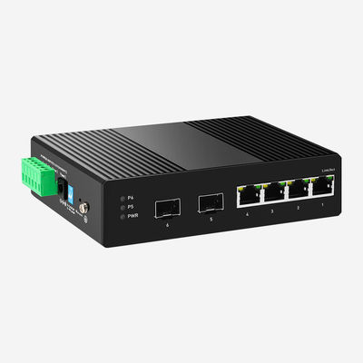 Industrial Smart Din Rail Switch With 4 10/100/1000M RJ45 Ports 2 Gigabit SFP Ports