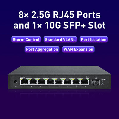 1 10Gb SFP+ 2.5 Gigabit Switch With 8 10/100/1000/2500 Mbps 5 Cable Network Media