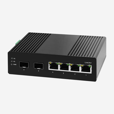 Industrial Smart Din Rail Switch With 4 10/100/1000M RJ45 Ports 2 Gigabit SFP Ports