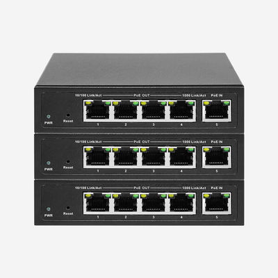 Port Trunking, 5 × 10/100/1000Mbps Portos RJ45 Comutador PoE não gerenciado com potência de saída PoE de 60W