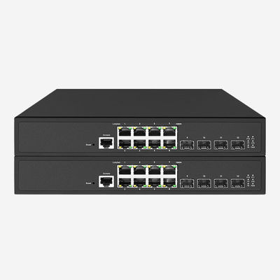 Suporte PoE / velocidade de porta de 10 Gbps, 4 switches SFP + de 10 Gbps com 8 portas RJ45 de Gigabit, QoS, ACL, SSL