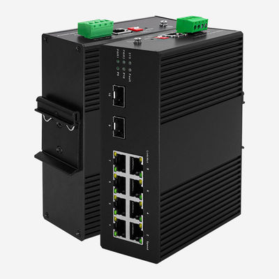 DC 12V-57V Power Supply Gigabit 8 RJ45 Industrial Managed Switch With 0%-95%RH Working Humidity