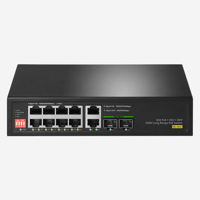 Comutador sem gerenciamento com 10 Gigabit RJ45 e 2G SFP para soluções de rede suaves